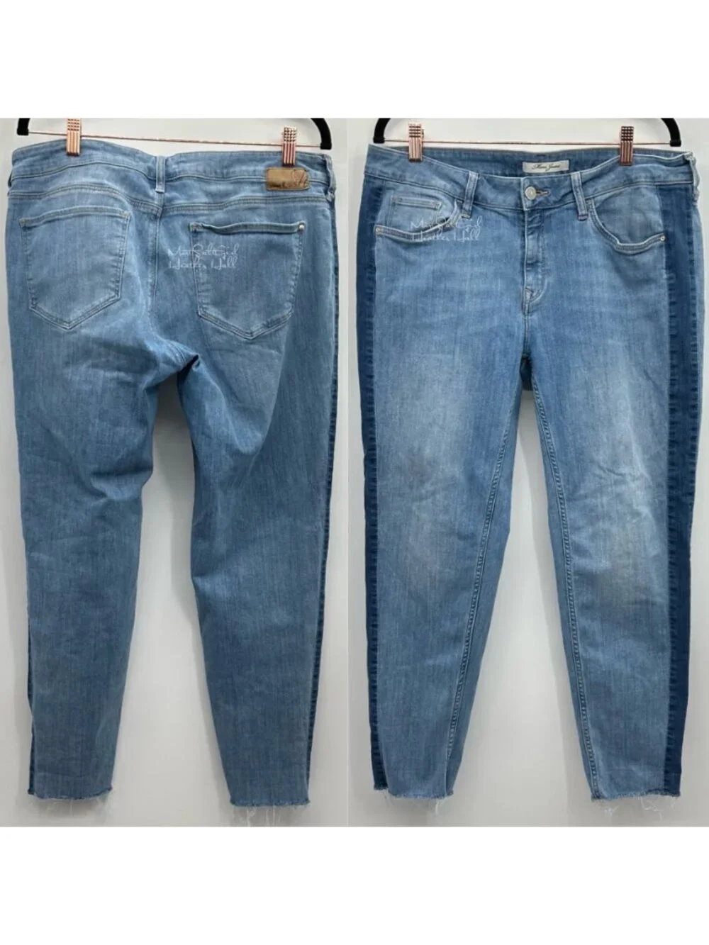 Mavi Side Stripe Raw Hem Ankle Cropped Jeans 31